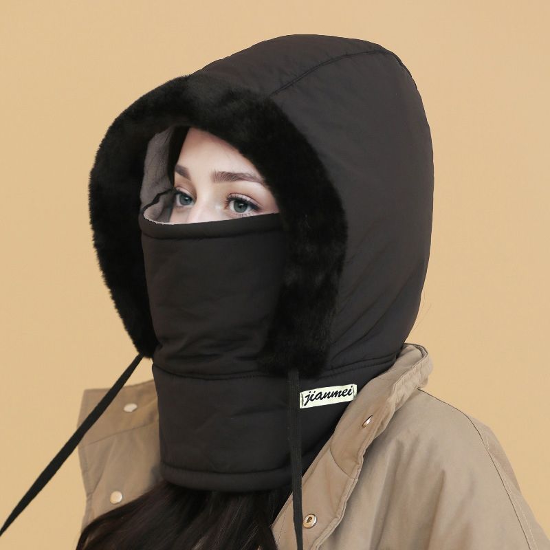 Chapeau thermique épaissi doublé en peluche avec masque facial pour hommes et femmes