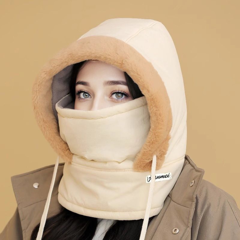Chapeau thermique épaissi doublé en peluche avec masque facial pour hommes et femmes