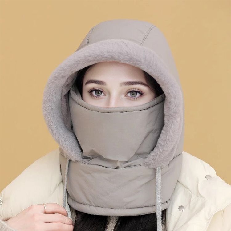Chapeau thermique épaissi doublé en peluche avec masque facial pour hommes et femmes