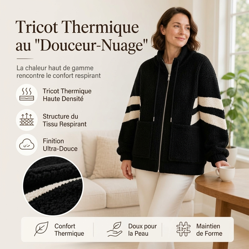 Veste Femme Oversize en Fausse Fourrure Mouton avec Fermeture à Glissière