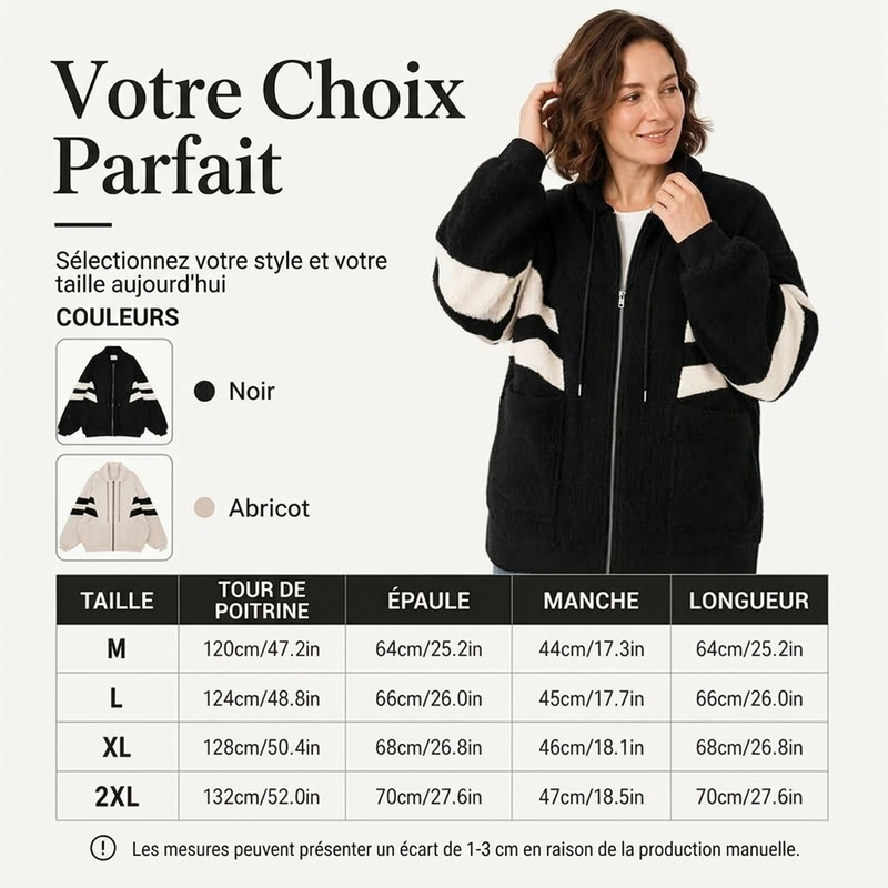 Veste Femme Oversize en Fausse Fourrure Mouton avec Fermeture à Glissière