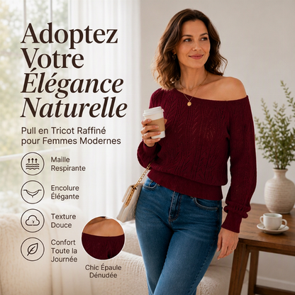 Pull en maille court épaules dénudées pour femme