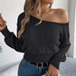 Pull en maille court épaules dénudées pour femme
