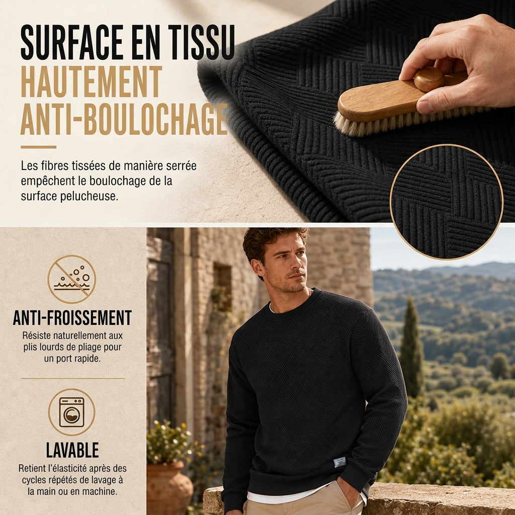 Homme Manches Longues Sweat-shirt Jacquard Col Rond Coupe Ample Épaissi Haut Automne Hiver Grande Taille