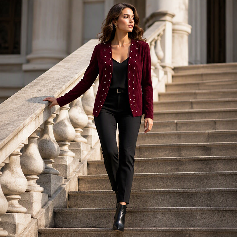Cardigan en tricot pour femme orné de pertes