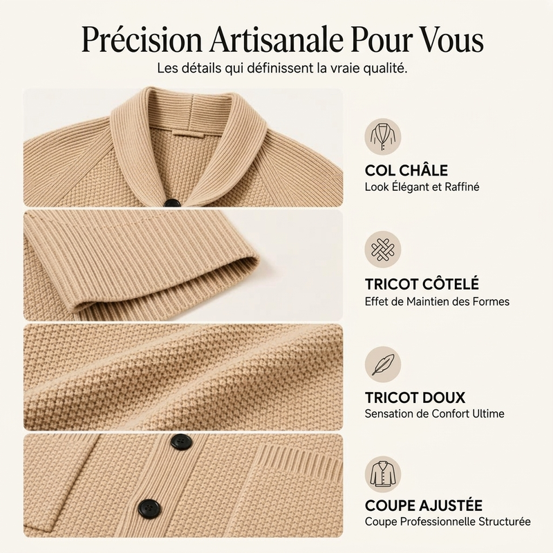 Cardigan pullover décontracté à col châle pour homme