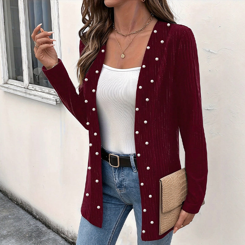 Cardigan en tricot pour femme orné de pertes