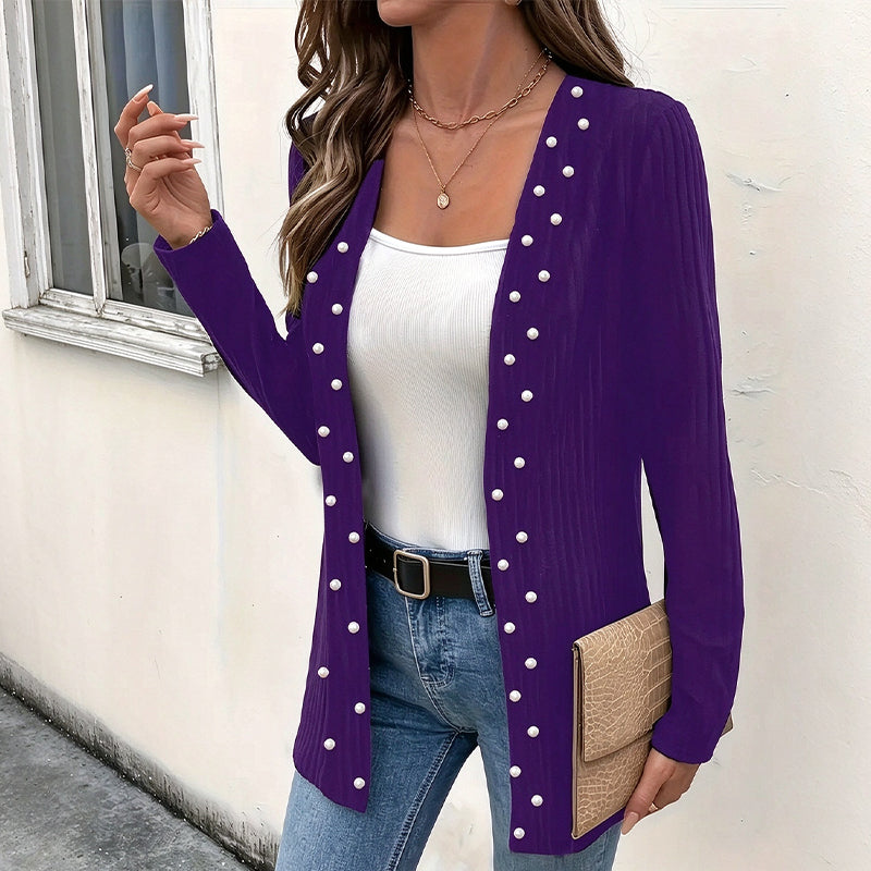 Cardigan en tricot pour femme orné de pertes