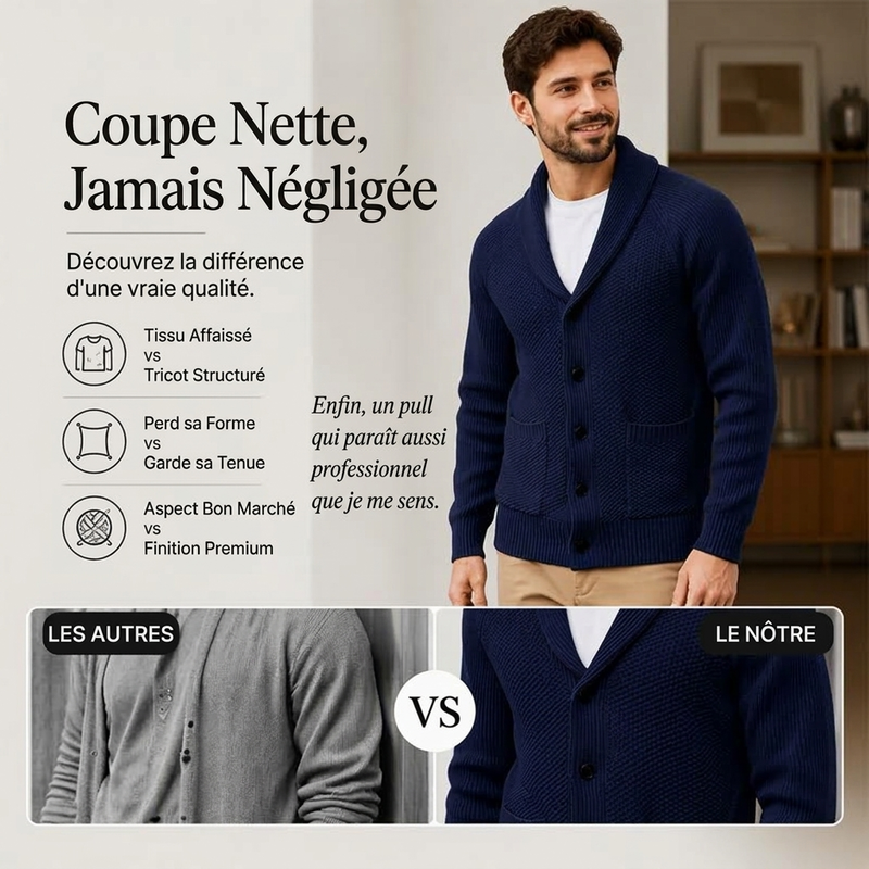 Cardigan pullover décontracté à col châle pour homme