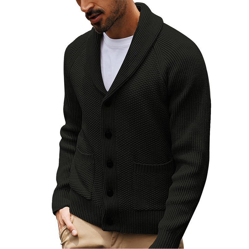 Cardigan pullover décontracté à col châle pour homme