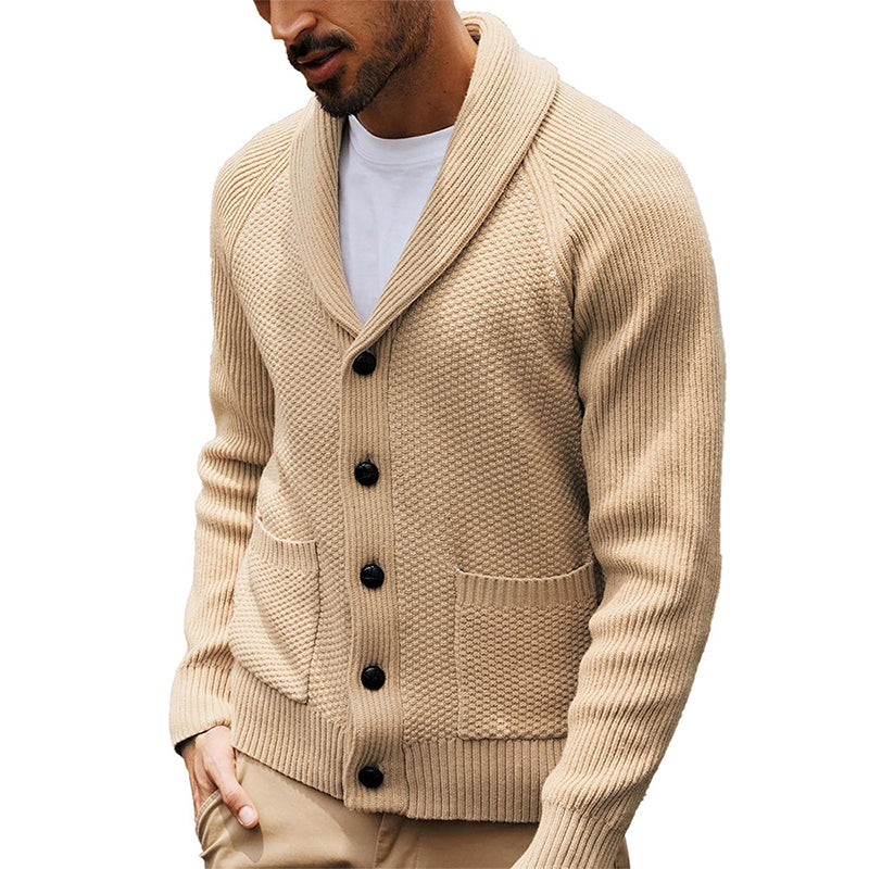 Cardigan pullover décontracté à col châle pour homme