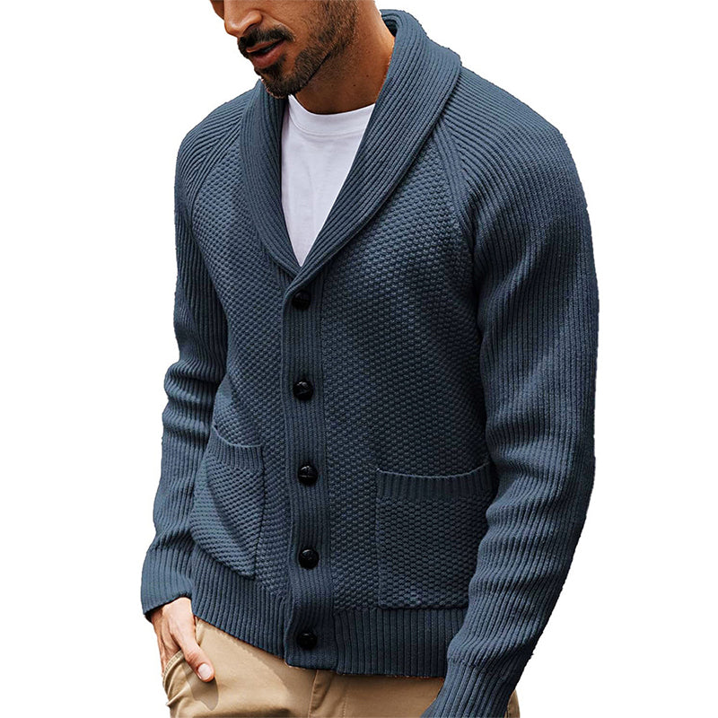 Cardigan pullover décontracté à col châle pour homme