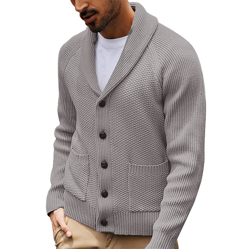Cardigan pullover décontracté à col châle pour homme