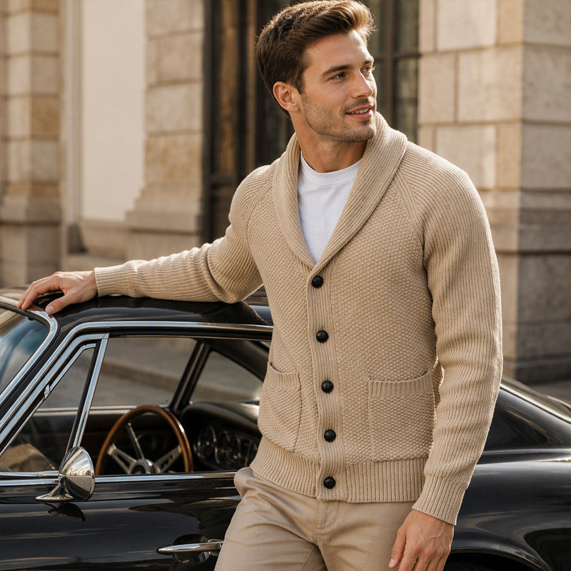 Cardigan pullover décontracté à col châle pour homme