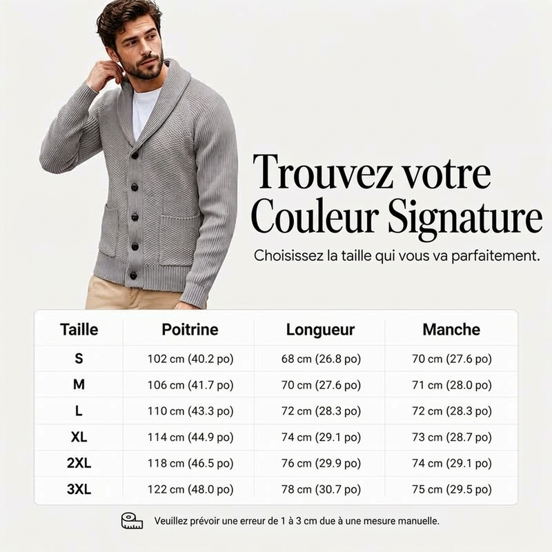 Cardigan pullover décontracté à col châle pour homme