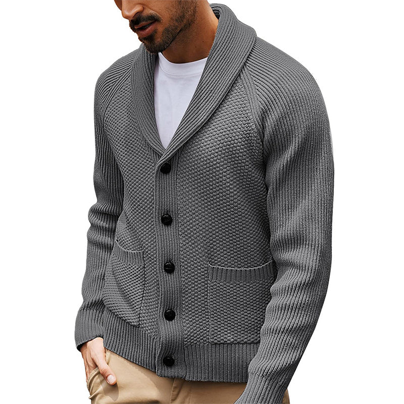 Cardigan pullover décontracté à col châle pour homme