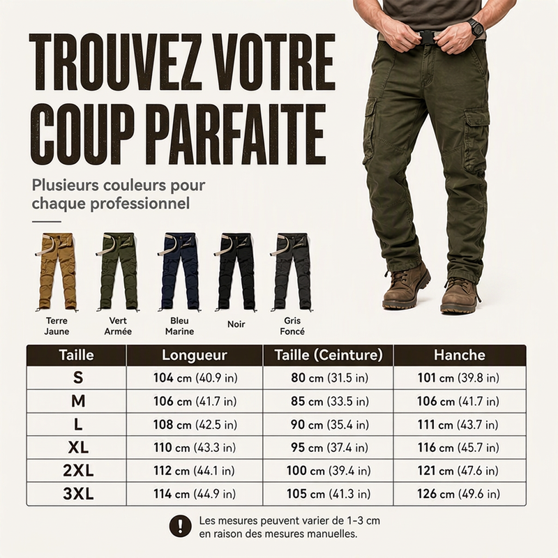 Pantalon cargo tactique multi-poches pour homme
