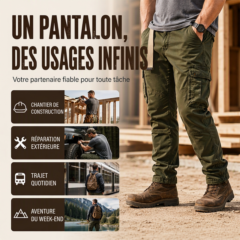 Pantalon cargo tactique multi-poches pour homme