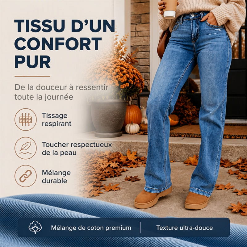 Jeans décontractés extensibles à taille haute pour femmes