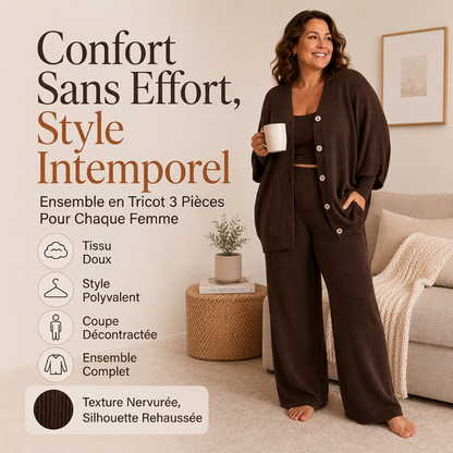 Ensemble de détente en tricot 3 pièces pour femme