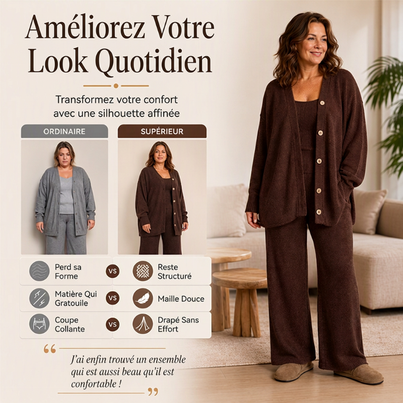 Ensemble de détente en tricot 3 pièces pour femme