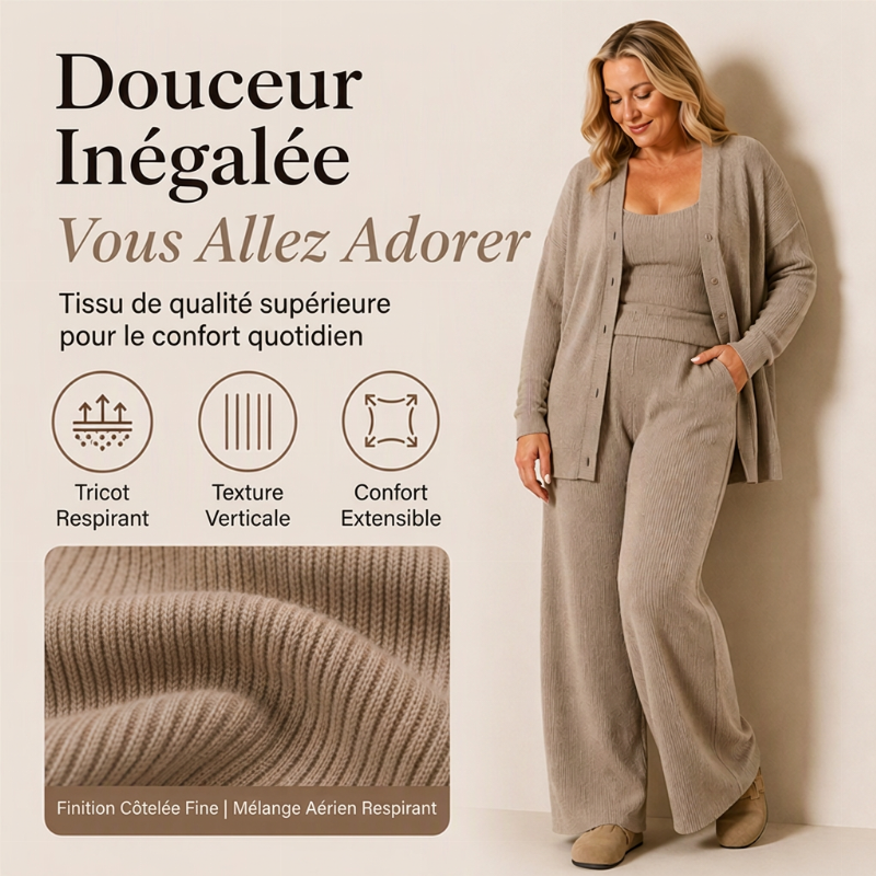 Ensemble de détente en tricot 3 pièces pour femme