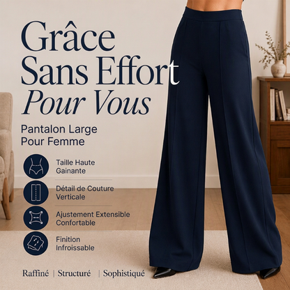 Pantalon large taille haute décontracté pour femmes