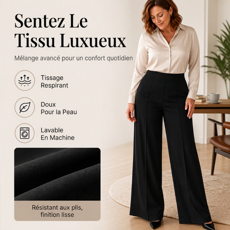 Pantalon large taille haute décontracté pour femmes