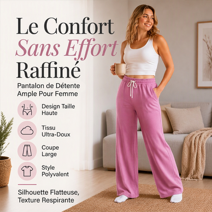Pantalon de survêtement décontracté à taille haute et jambe large pour femmes