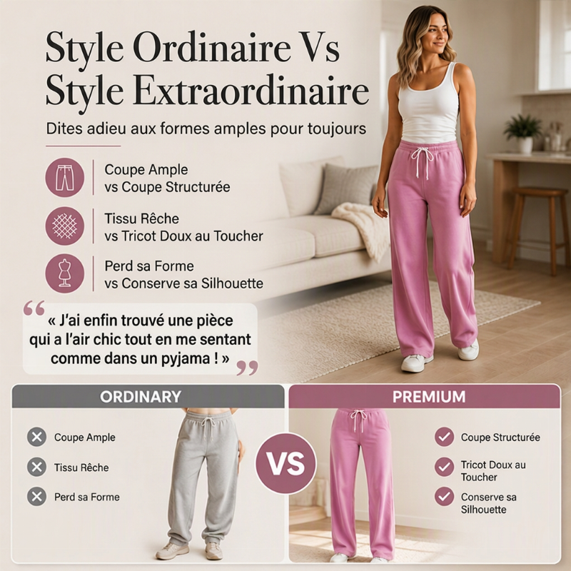 Pantalon de survêtement décontracté à taille haute et jambe large pour femmes