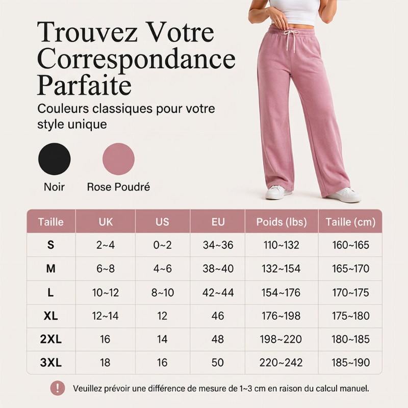 Pantalon de survêtement décontracté à taille haute et jambe large pour femmes