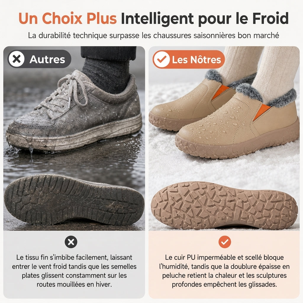 Bottes d'hiver imperméables pour femmes, chaussons chauds rembourrés de coton avec coin compensé caché, semelle souple antidérapante, chaussures de marche décontractées