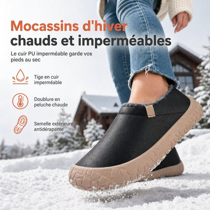 Bottes d'hiver imperméables pour femmes, chaussons chauds rembourrés de coton avec coin compensé caché, semelle souple antidérapante, chaussures de marche décontractées