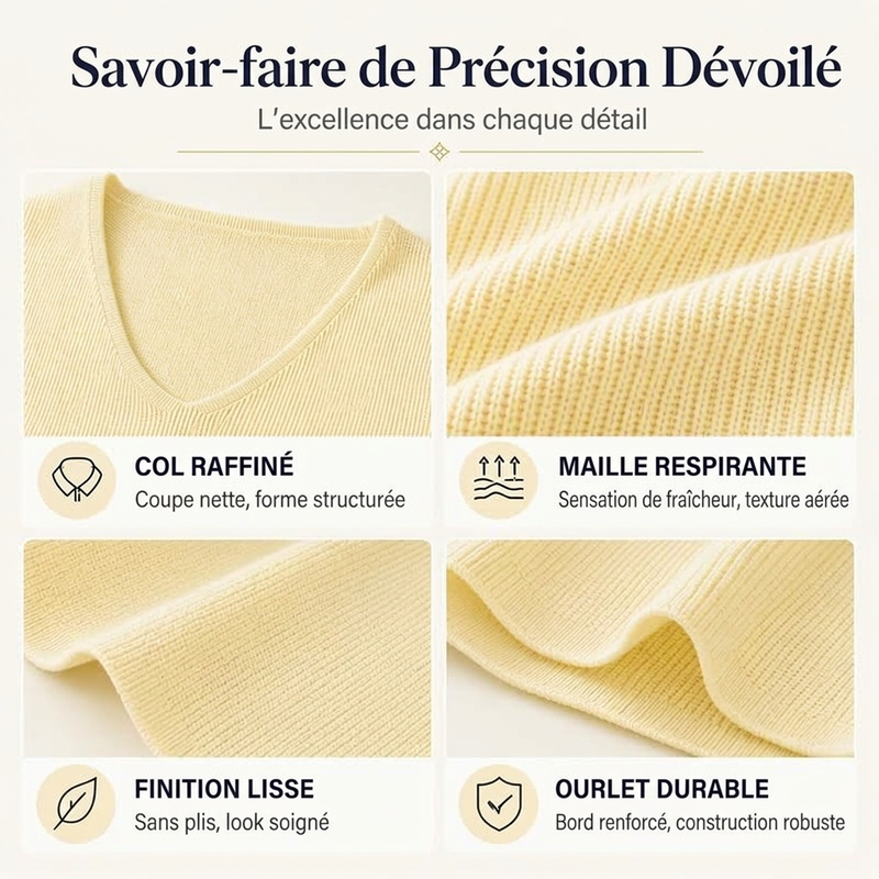 T-shirt en maille décontracté pour homme à col en V