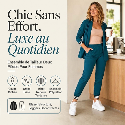 Ensemble blazer à boutonnage ouvert et pantalon pour femme