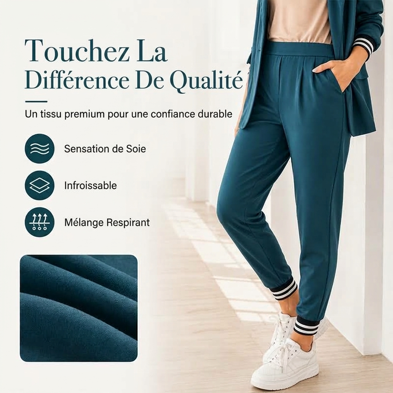 Ensemble blazer à boutonnage ouvert et pantalon pour femme
