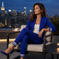 Ensemble blazer à boutonnage ouvert et pantalon pour femme