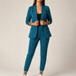 Ensemble blazer à boutonnage ouvert et pantalon pour femme