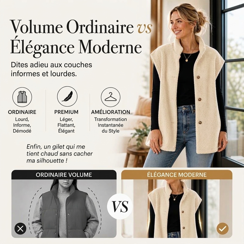 Gilet chaud décontracté en sherpa pour femme