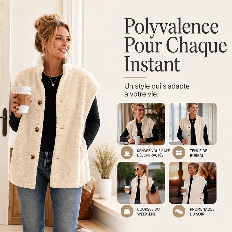 Gilet chaud décontracté en sherpa pour femme