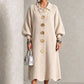 Robe longue en maille côtelée à manches bouffantes pour femme