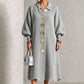 Robe longue en maille côtelée à manches bouffantes pour femme