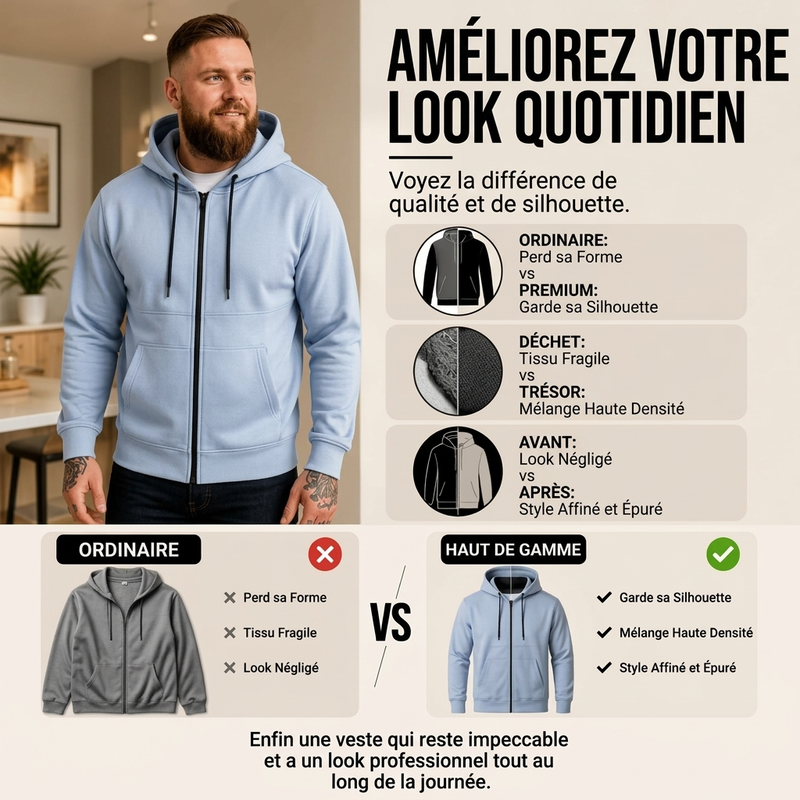 Veste à capuche zippée décontractée et chaude pour homme