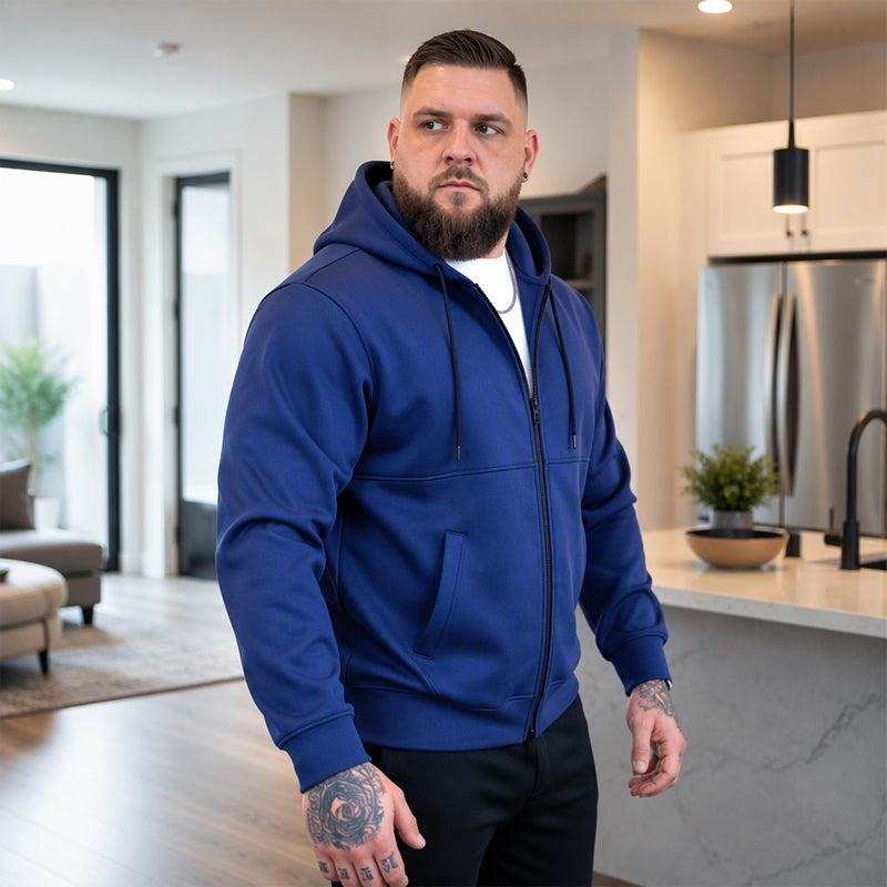 Veste à capuche zippée décontractée et chaude pour homme