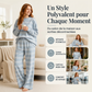 Ensemble haut rayé à col montant pour femme et pantalon à jambe large