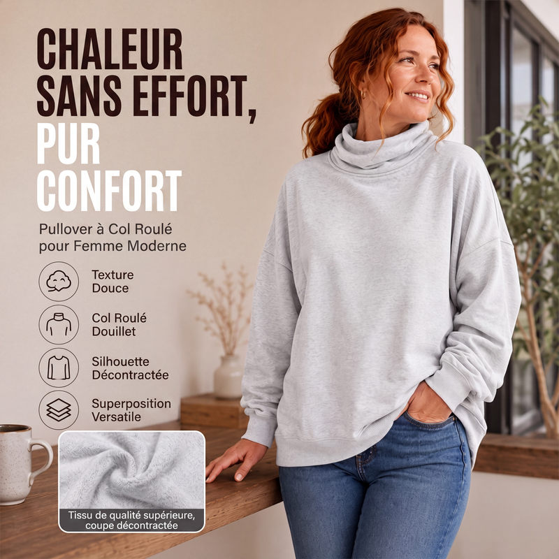 Sweatshirt décontracté à col simulé pour femme
