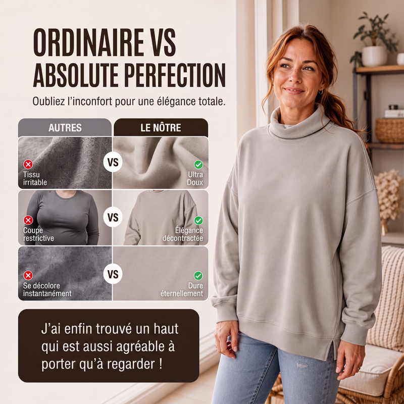 Sweatshirt décontracté à col simulé pour femme
