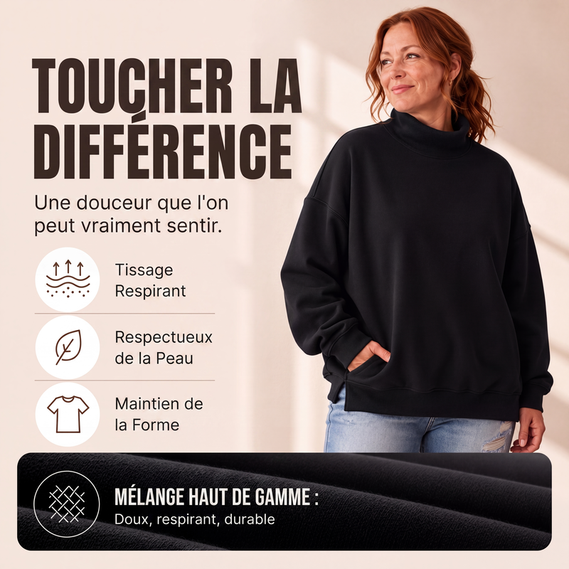 Sweatshirt décontracté à col simulé pour femme
