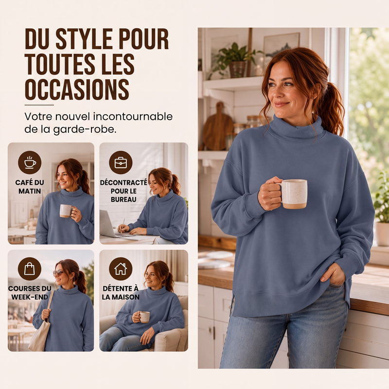 Sweatshirt décontracté à col simulé pour femme