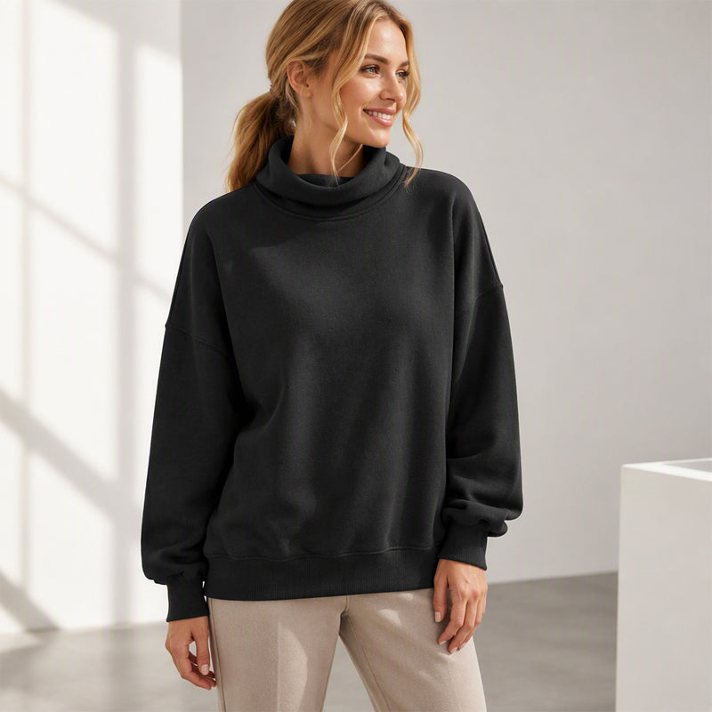 Sweatshirt décontracté à col simulé pour femme